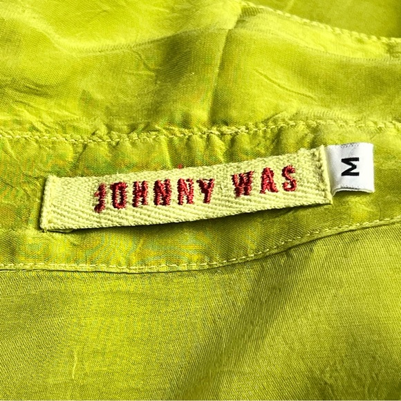 JOHNNY WAS Green Embroidered Sheer Silk Blouse M - Picture 8 of 13